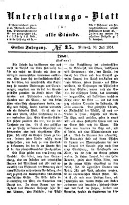 Unterhaltungs-Blatt für alle Stände Mittwoch 30. Juli 1851