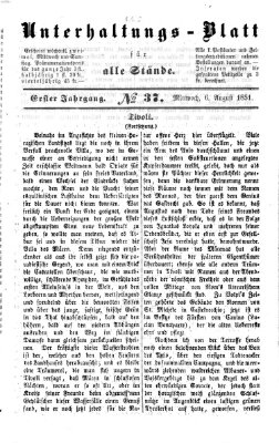 Unterhaltungs-Blatt für alle Stände Mittwoch 6. August 1851