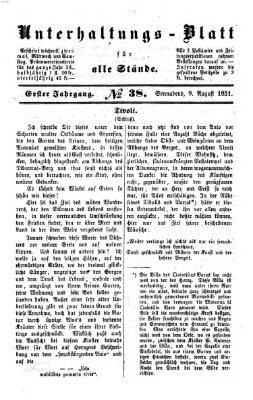 Unterhaltungs-Blatt für alle Stände Samstag 9. August 1851