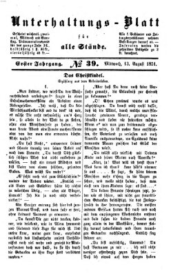 Unterhaltungs-Blatt für alle Stände Mittwoch 13. August 1851