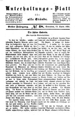 Unterhaltungs-Blatt für alle Stände Samstag 13. September 1851