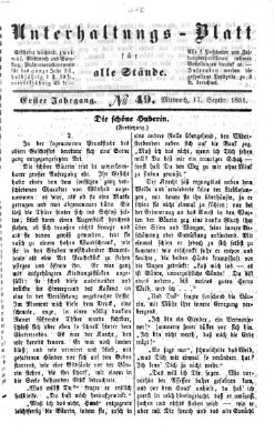 Unterhaltungs-Blatt für alle Stände Mittwoch 17. September 1851