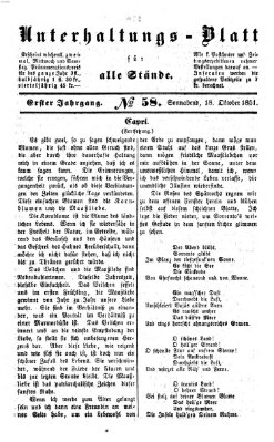 Unterhaltungs-Blatt für alle Stände Samstag 18. Oktober 1851