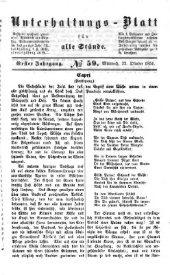 Unterhaltungs-Blatt für alle Stände Mittwoch 22. Oktober 1851