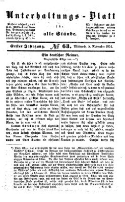 Unterhaltungs-Blatt für alle Stände Mittwoch 5. November 1851