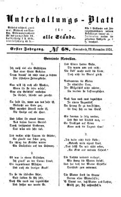 Unterhaltungs-Blatt für alle Stände Samstag 22. November 1851