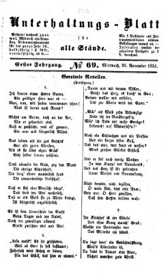 Unterhaltungs-Blatt für alle Stände Mittwoch 26. November 1851