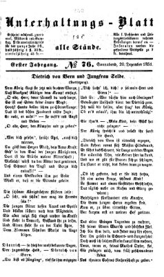 Unterhaltungs-Blatt für alle Stände Samstag 20. Dezember 1851