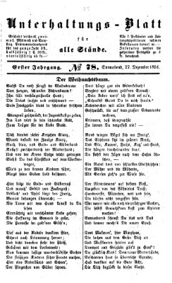 Unterhaltungs-Blatt für alle Stände Samstag 27. Dezember 1851