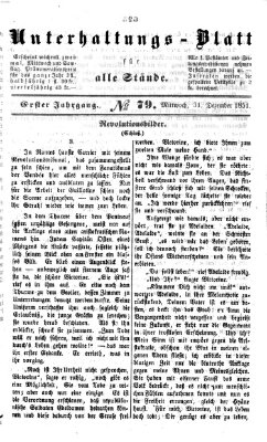 Unterhaltungs-Blatt für alle Stände Mittwoch 31. Dezember 1851