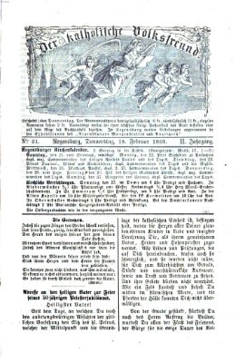 Der katholische Volksfreund Donnerstag 18. Februar 1869