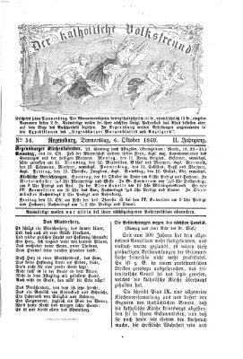 Der katholische Volksfreund Donnerstag 7. Oktober 1869