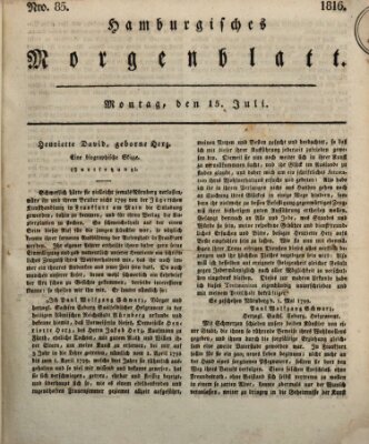 Hamburgisches Morgenblatt Montag 15. Juli 1816