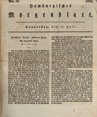 Hamburgisches Morgenblatt Donnerstag 18. Juli 1816