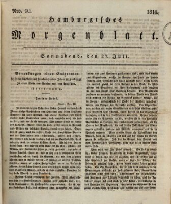 Hamburgisches Morgenblatt Samstag 27. Juli 1816