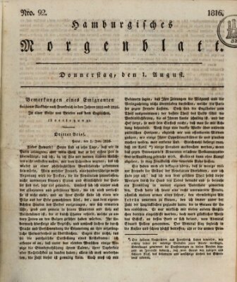 Hamburgisches Morgenblatt Donnerstag 1. August 1816