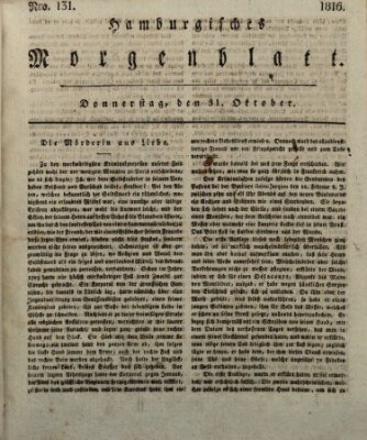 Hamburgisches Morgenblatt Donnerstag 31. Oktober 1816