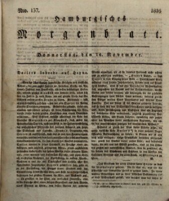 Hamburgisches Morgenblatt Donnerstag 14. November 1816