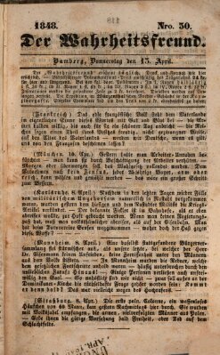 Der Wahrheitsfreund Donnerstag 13. April 1848