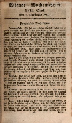 Die Wiener Wochenschrift Samstag 1. September 1781