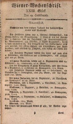 Die Wiener Wochenschrift Mittwoch 19. September 1781