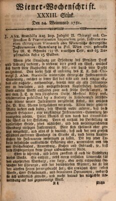 Die Wiener Wochenschrift Mittwoch 24. Oktober 1781