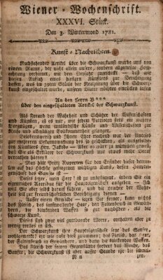 Die Wiener Wochenschrift Samstag 3. November 1781