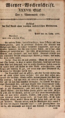 Die Wiener Wochenschrift Mittwoch 7. November 1781