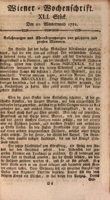 Die Wiener Wochenschrift Mittwoch 21. November 1781