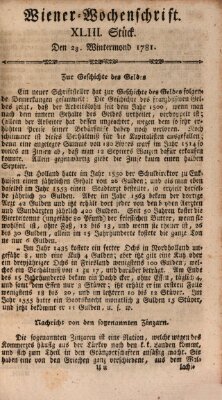 Die Wiener Wochenschrift Mittwoch 28. November 1781