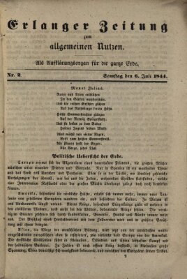 Erlanger Zeitung zum allgemeinen Nutzen Samstag 6. Juli 1844