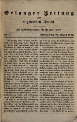 Erlanger Zeitung zum allgemeinen Nutzen Mittwoch 28. August 1844