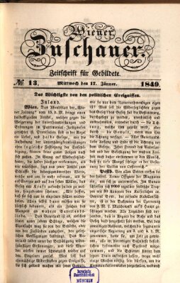 Wiener Zuschauer Mittwoch 17. Januar 1849