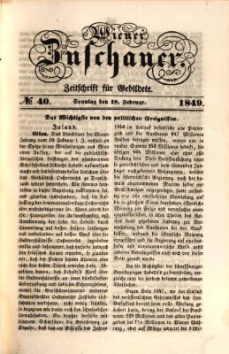 Wiener Zuschauer Sonntag 18. Februar 1849