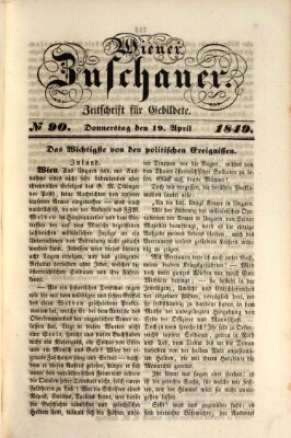 Wiener Zuschauer Donnerstag 19. April 1849