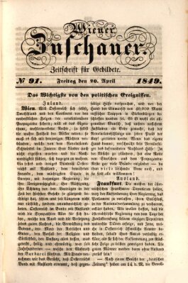 Wiener Zuschauer Freitag 20. April 1849