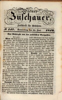 Wiener Zuschauer Donnerstag 28. Juni 1849