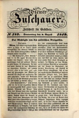 Wiener Zuschauer Donnerstag 9. August 1849