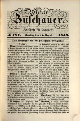 Wiener Zuschauer Samstag 11. August 1849