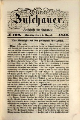 Wiener Zuschauer Sonntag 19. August 1849