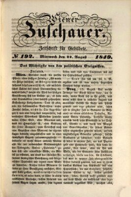 Wiener Zuschauer Mittwoch 22. August 1849