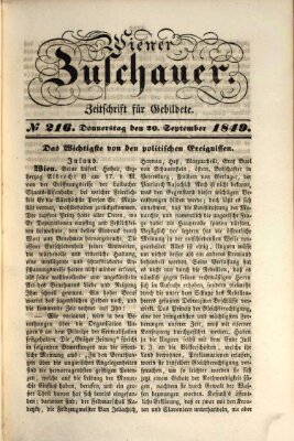 Wiener Zuschauer Donnerstag 20. September 1849