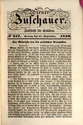 Wiener Zuschauer Freitag 21. September 1849