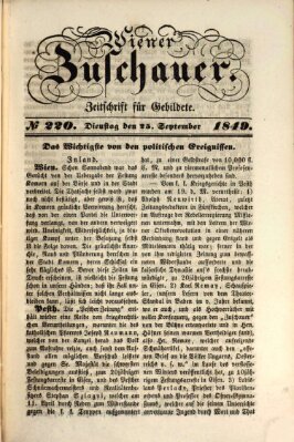 Wiener Zuschauer Dienstag 25. September 1849