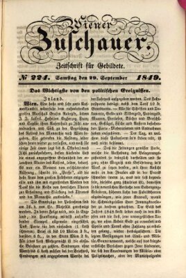 Wiener Zuschauer Samstag 29. September 1849