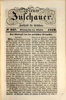 Wiener Zuschauer Sonntag 14. Oktober 1849