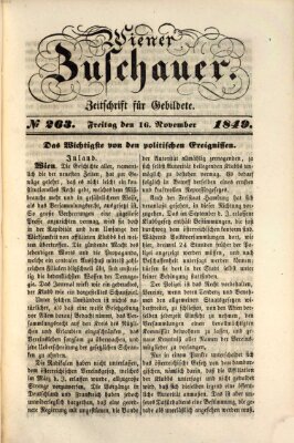 Wiener Zuschauer Freitag 16. November 1849