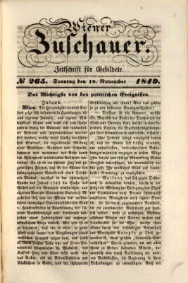 Wiener Zuschauer Sonntag 18. November 1849