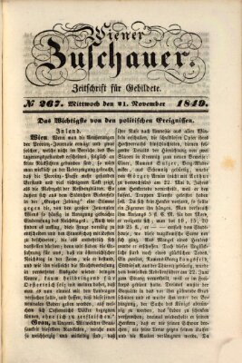 Wiener Zuschauer Mittwoch 21. November 1849