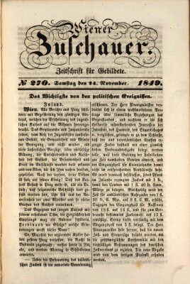 Wiener Zuschauer Samstag 24. November 1849